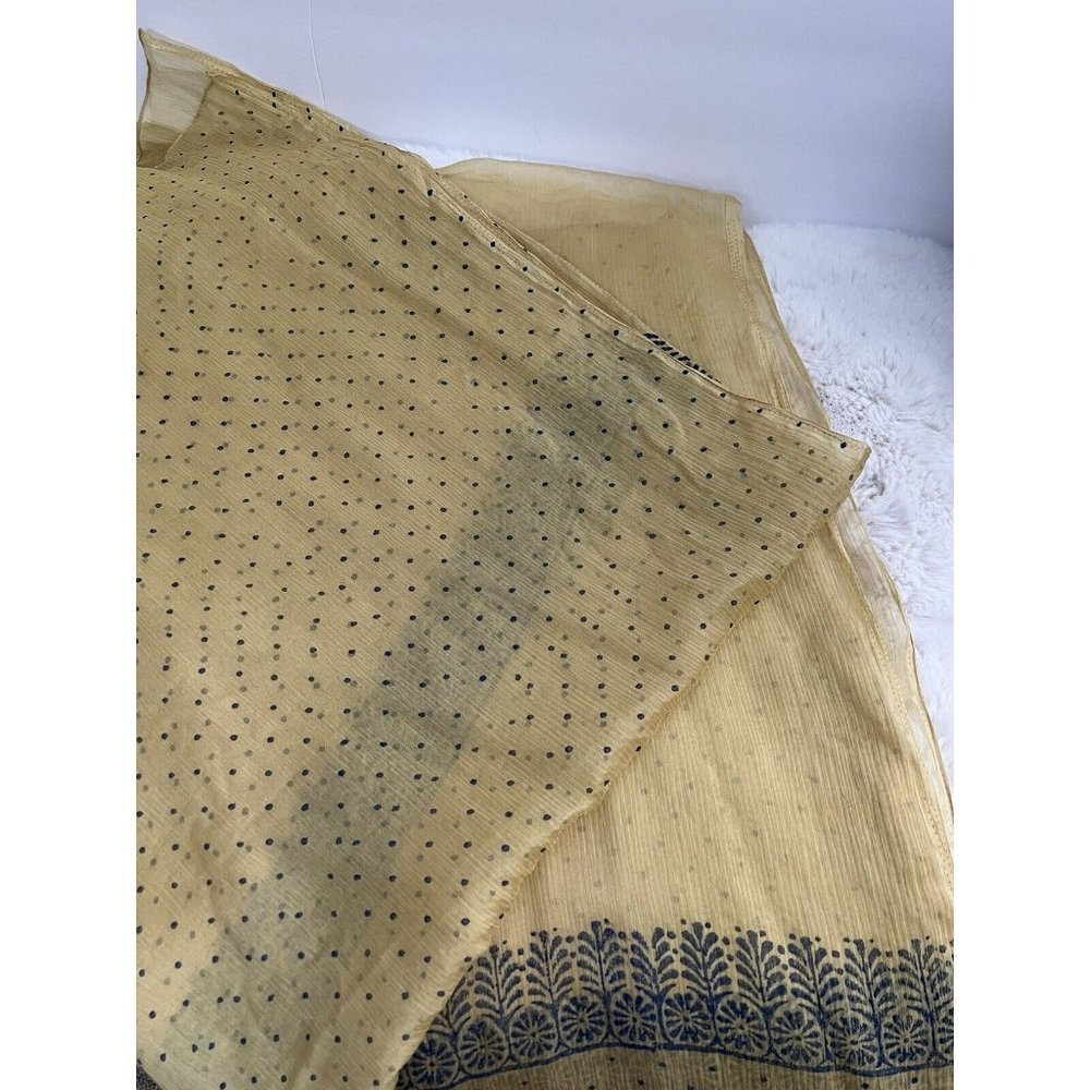Yellow And Blue Polka dot Oversized Scarf 94x36. French Style
